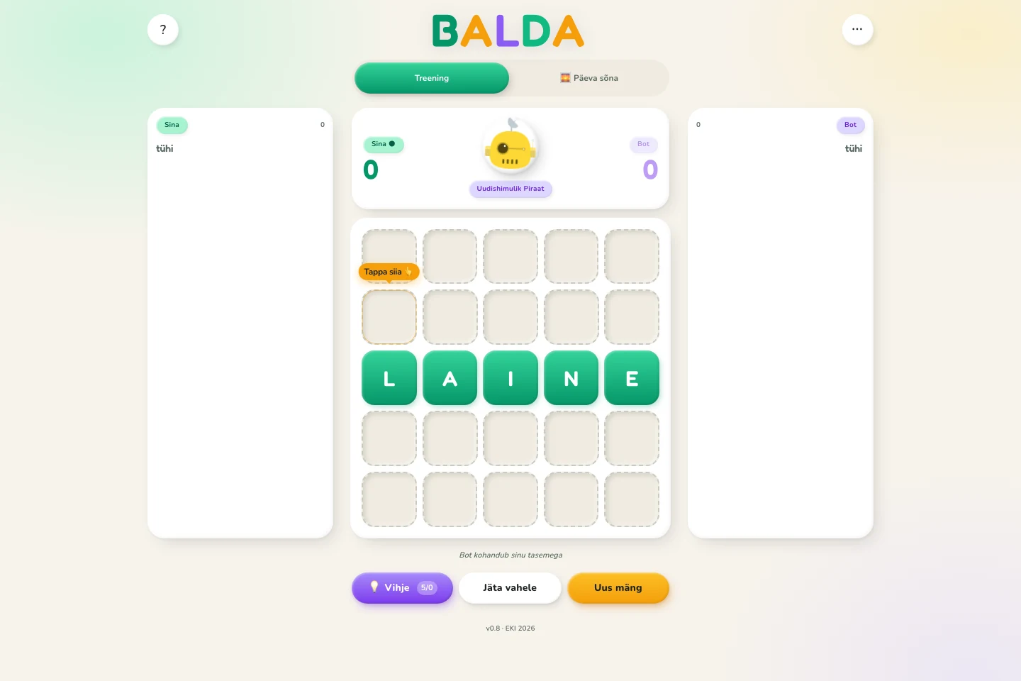 Balda avalehe salvestatud eelvaade