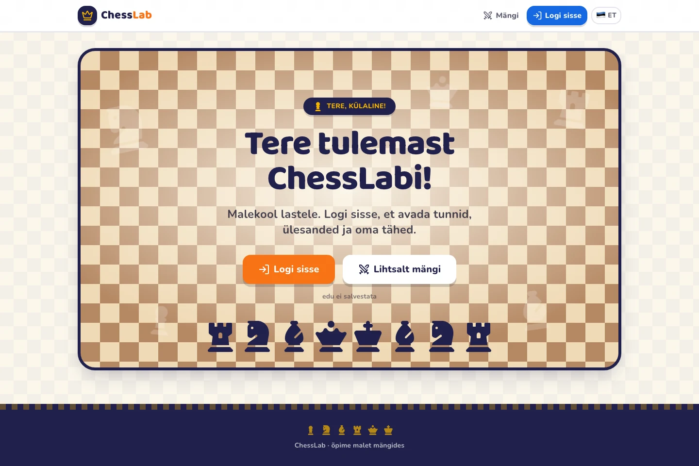 ChessLab avalehe salvestatud eelvaade