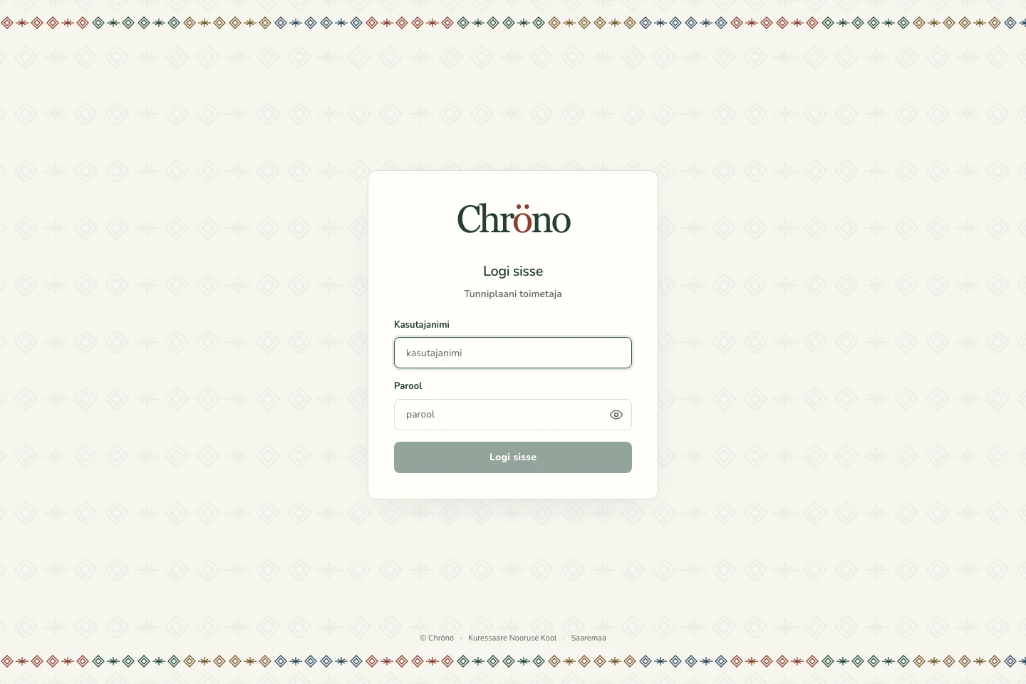 Chröno avalehe salvestatud eelvaade