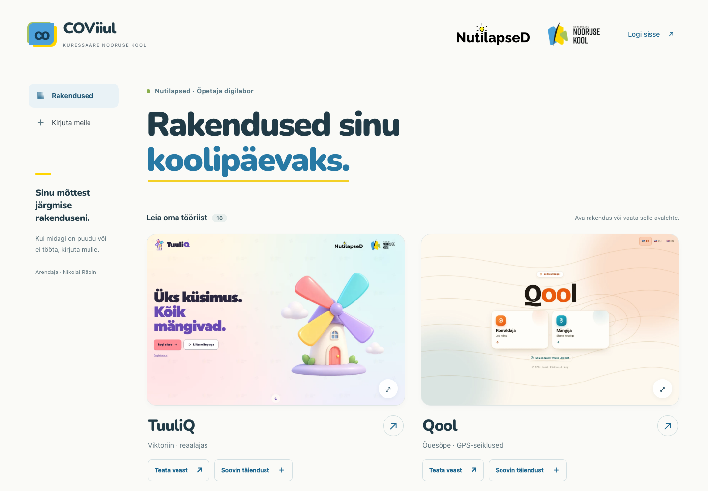 COViiul avalehe salvestatud eelvaade